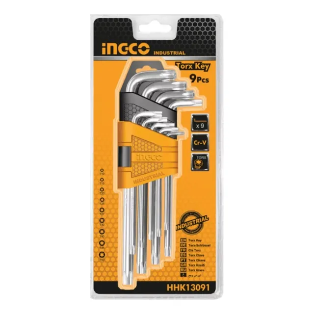 Juego de llaves profesionales Ingco Torx T10 a T50 con 9 piezas