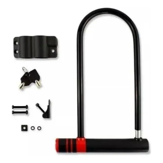 Candado Para Bicicleta Tipo U Lock Color Rojo