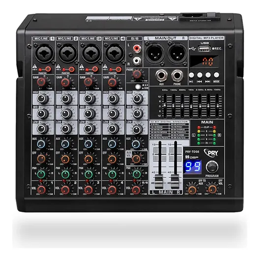 Mixer Consola Analoga Pry-tds6 Interfaz Usb Grabacion
