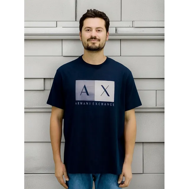 Playera Armani Exchange Azul Marino Mod. 7vztcc Zj2mz
