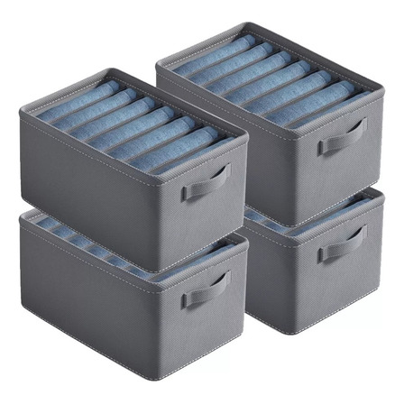 4pzs Organizador De Ropa De Armario Para Jeans Con Gris 4pzs Organizador De Ropa De Armario Para Jeans Con Gris