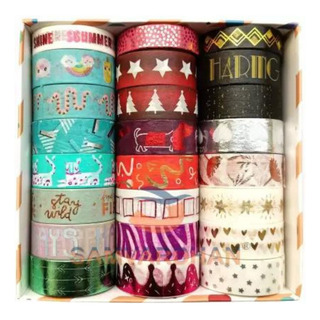 24pz De Cintas Washi Tape Diseños Kawaii Papelería Linda 24pz De Cintas Washi Tape Diseños Kawaii Papelería Linda