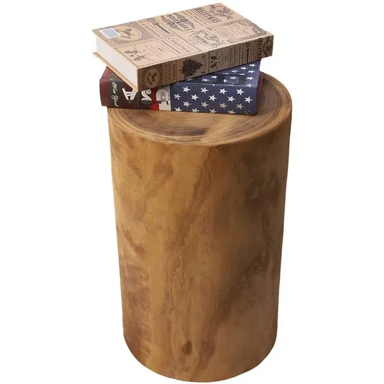 Mesa Auxiliar De Tocón De Árbol Taburete De Madera Bo...