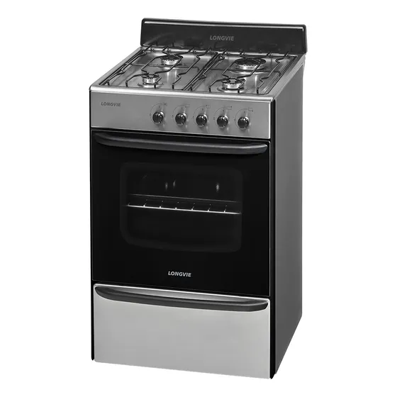 Cocina A Gas Longvie 12231x 56cm Inox Cajón Parrilla Color Acero Inoxidable