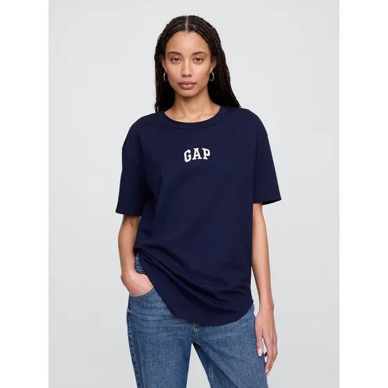 Polera Mujer Gap Logo Oversized Manga Corta Azul Marino