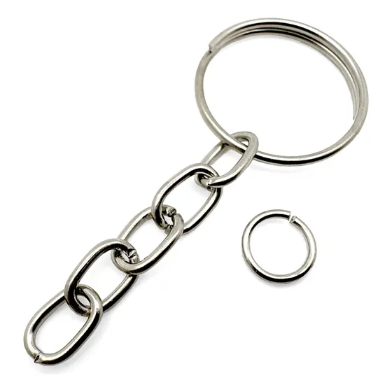 1000 Argola Para Chaveiro 20mm C/corrente + Arg 8mm Cor Argola De Chaveiro Niquel