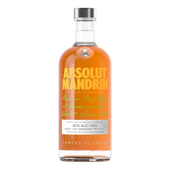 Botella Vodka Absolut Mandrin 40% Alcohol Con Ingredientes Naturales De 750ml