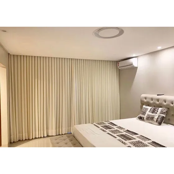 Cortina Gaze De Linho Blackout com Forro Blackout E Trilho Wave Duplo Cor Branco