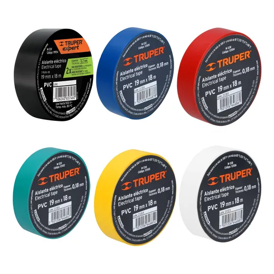 Kit Cinta Aislante Colores, 19mm X 18m Truper Expert