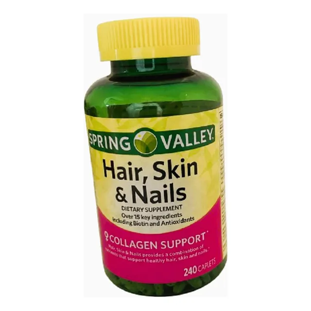 Hair, Skin & Nails  240caps  Spring Valley Sin Sabor