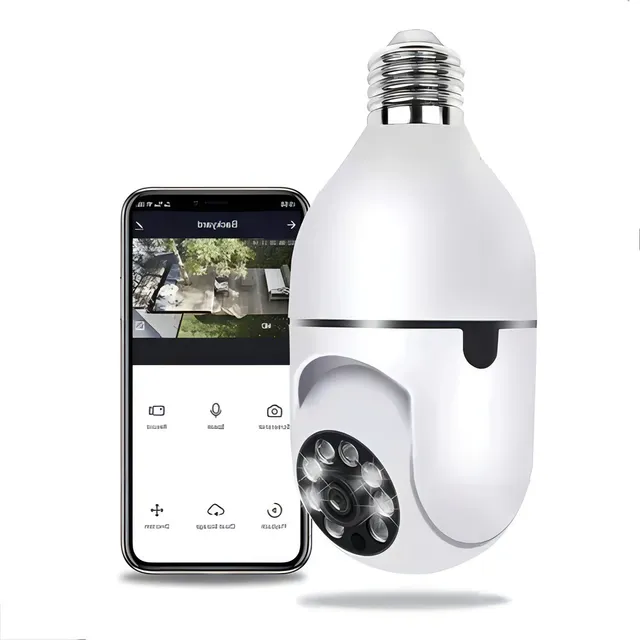 Foco Camara 360 Wifi Security Espia Ip Vision Nocturna Hd Color Blanco