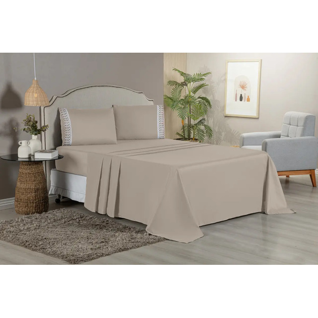 Kit Jogo Lençol Casal Bordado Inglês 100 Algodão 4 Peças Kit Jogo Lençol Casal Bordado Inglês 100 Algodão 4 Peças