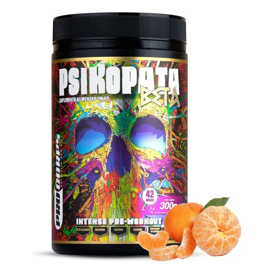 Pré Treino 300g Psikopata Cafeína E Beta Alanina -pro Corps Sabor Tangerina