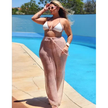 Calça De Praia Plus Size Feminino Moda Verão Com Fenda