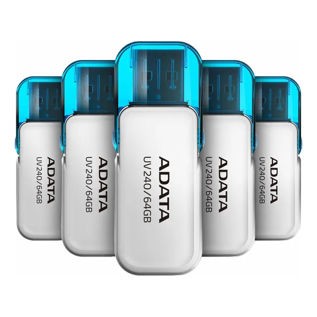 Kit 5 Memoria Usb Adata Uv240 64gb 2.0 Blanco