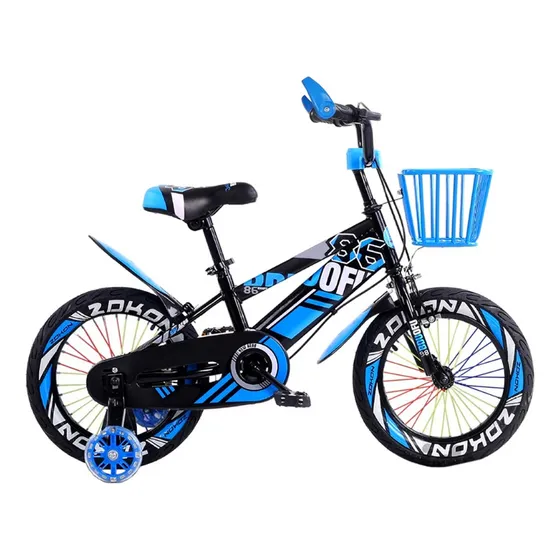 Bicicleta Mountain Bike Luces Led Y Colores Aro 12 Celeste Color Azul
