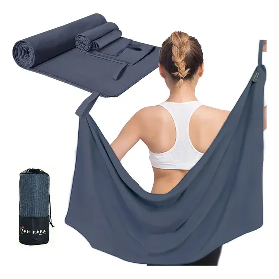 Pack 3 Toallas de Microfibra SANKARA para Gimnasio y Viaje, con Secado Rápido y Ultra Absorbentes
