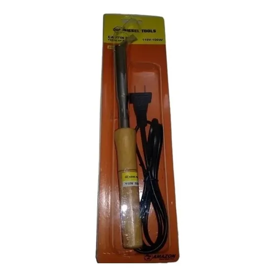 Cautin Punta Plana Mango De Madera 100w