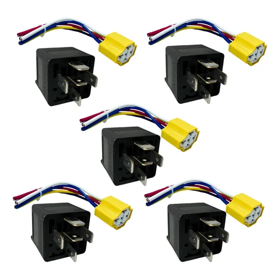 5 Relevadores Relay Con Arnés Bosch 5 Patas 12 V