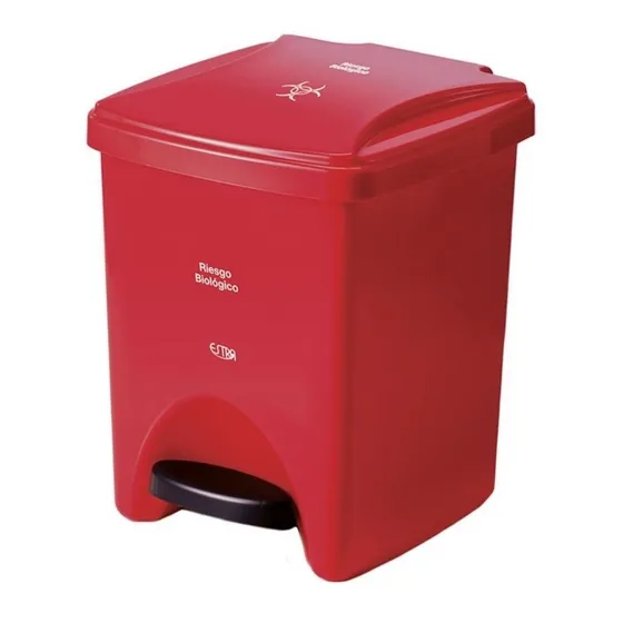 Papelera Pedal Estra 20 Litros Roja Riesgo Biologico