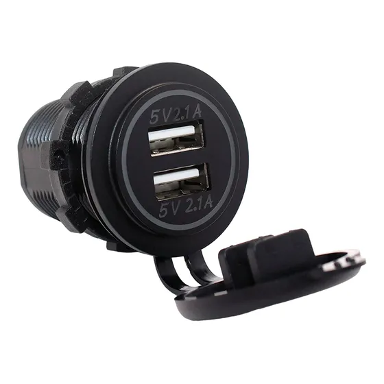 Cargador Toma Usb Doble Para Embutir Auto 12 24v Moto 4x4 Lo