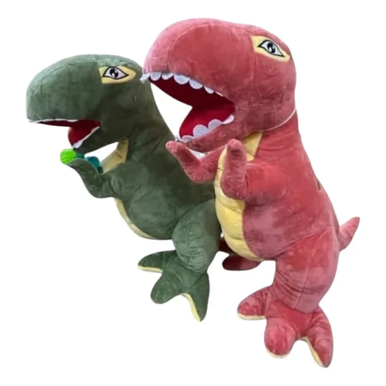 Peluche De Dinosaurio Rex 70 Centimetros Verde Y Rojo. Mc