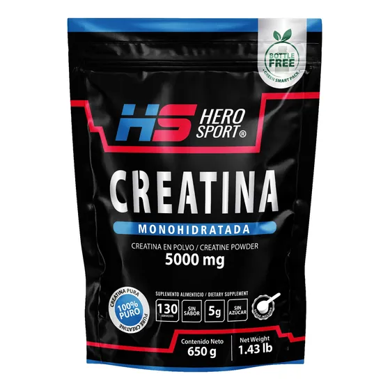 Creatina Mono-hidratada 650gr Hero Sport 130 Servicios Sabor Sin Sabor