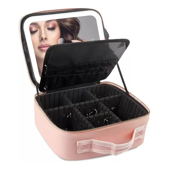 Estuche De Cosméticos Viaje Portátil Con Luz Led  Maquillaje