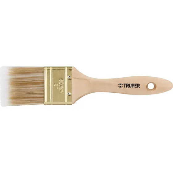 Pincel Cerda Sintética Blanca 2'' Mango Madera Truper X 6