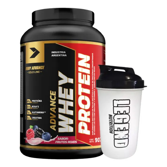 Whey Protein Body Advance 907g Sabor Frutos Rojos + Vaso Legend