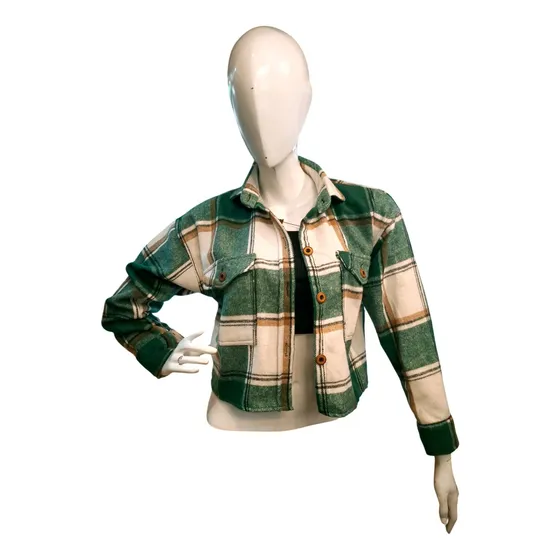 Camisa / Sobrecamisa / Chaqueta Para Dama Leñadora Verde Osc