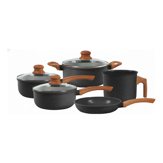 Jogo De Panelas Cerâmico Triplo Indução Tuut Ecoglid 5 Peças Cor Preto Granito Jogo De Panelas Cerâmico Triplo Indução Tuut Ecoglid 5 Peças Cor Preto Granito