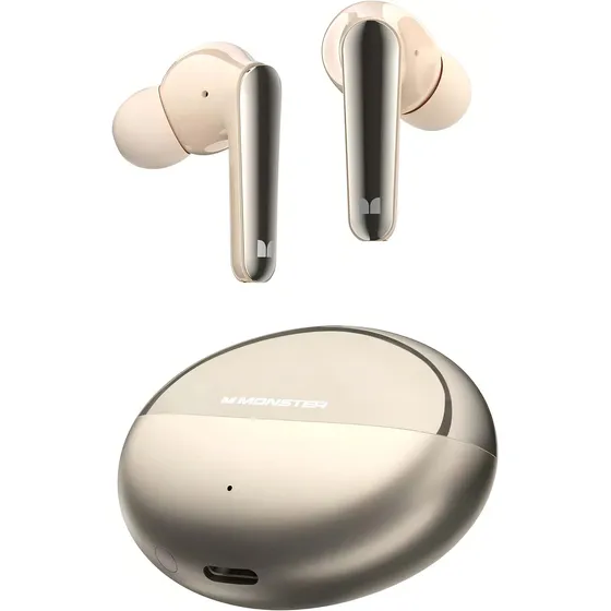 Monster Audifonos Inalambricos Bluetooth Gamer Impermeable Ipx6 Con Micrófono Hd Integrado Auriculares In Ear Cancelación Del Ruido Earbuds Bluetooth Headphones Deportivos,dorado