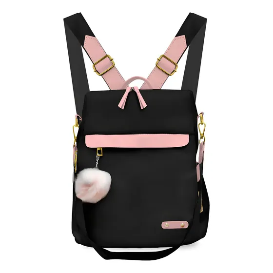 Mochila Cartera Mujer Urbana Espaciosa LIBERCAM MOC-012 Correa Regulable Color Negro