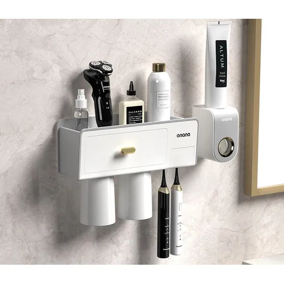Porta Cepillo Con Dispensador 2 Vasos