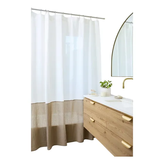 Cortina De Baño Isahome Gasa Tusor Bicolor 100%algodón