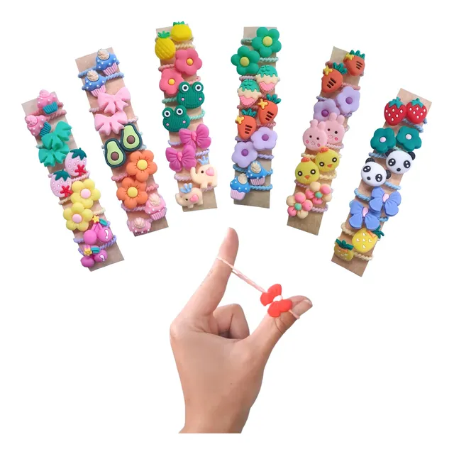 Ligas Moños Chulos Elásticos 30 Unds 15 Pares Niñas