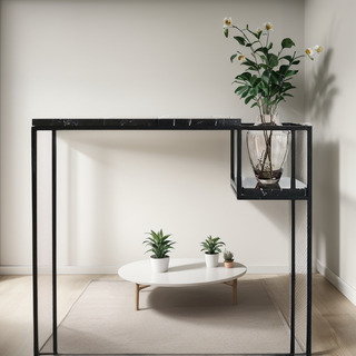 Mesa Auxiliar Recibidormdf Acero Negro Tipo Mármol 120x30x80 Mesa Auxiliar Recibidormdf Acero Negro Tipo Mármol 120x30x80
