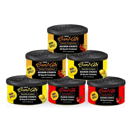 Sani Air Spill Proof 6 latas para auto 2 Cherry 2 Burst 2 Lemon