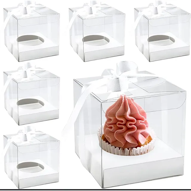 Caja Acetato Transparente Para Cupcakes. 12 Unidades 