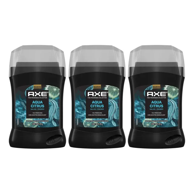 3 Desodorante En Barra Axe Aqua Citrus 45g