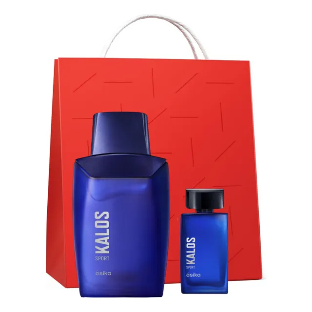 Set Perfume Kalos Sport Ésika + Miniatura 10 Ml Bolsa Regalo