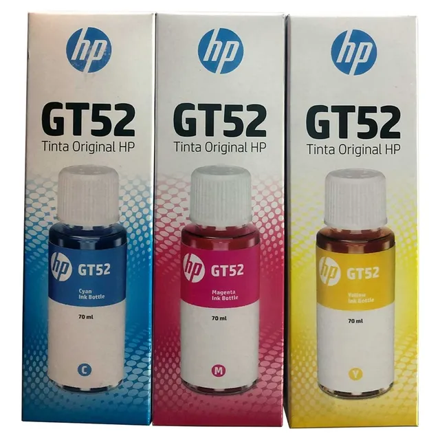 Combo 3 Botella Tinta Hp Gt52 Cian Magenta Amarillo Original