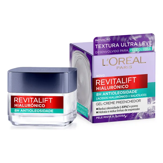 Crema antigrasa hialurónica Revitalift L'Oréal Paris Tiempo de aplicación Día/noche Tipo de piel Adecuado para pieles mixtas a grasas
