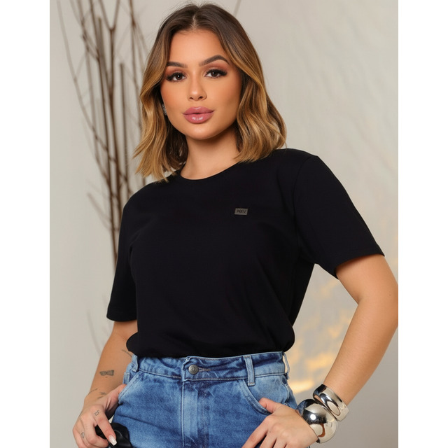 Camiseta Feminina Básica 100% Algodão Lisa Manga Curta