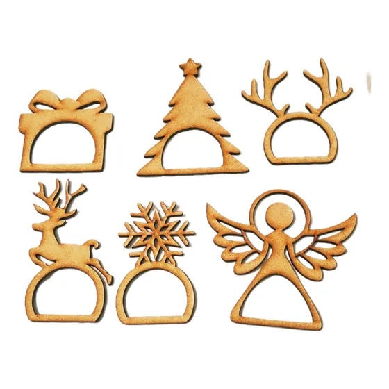 Aros Para Servilletas Motivo Navideño 6 Unidades Mdf