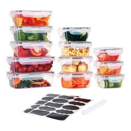 Contenedor Hermetico Comida,recipientes Almacenamiento 12pz Negro