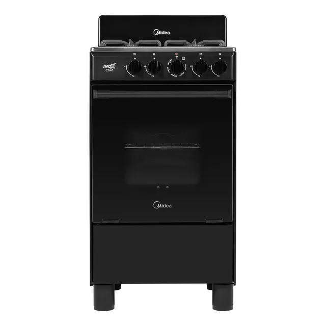 Estufa De Piso Midea Con Copete 20 Inox Chef Negra Color Negro