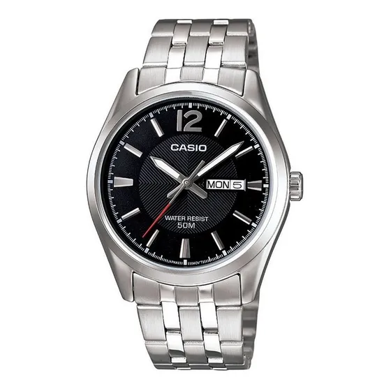 Reloj Casio De Hombre Mtp-1335d-1a Doble Fechador Acero/negr