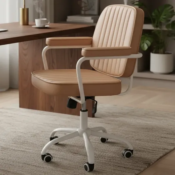 Cadeira De Escritório Ergonômica Python Fly Couro Sintético Cor Marrom